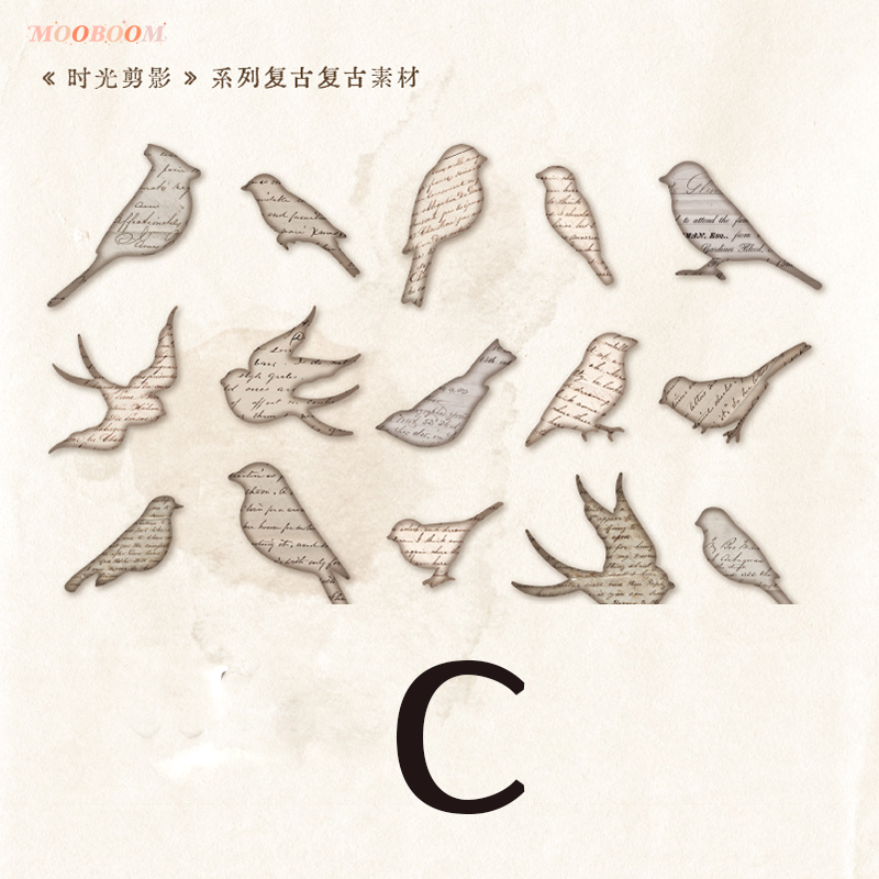 "Time Silhouette " Series Vintage Scrapbook Paper