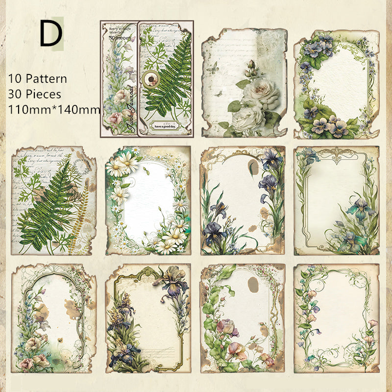 "The Lost Garden" Series Of Vintage Scrapbooking Paper