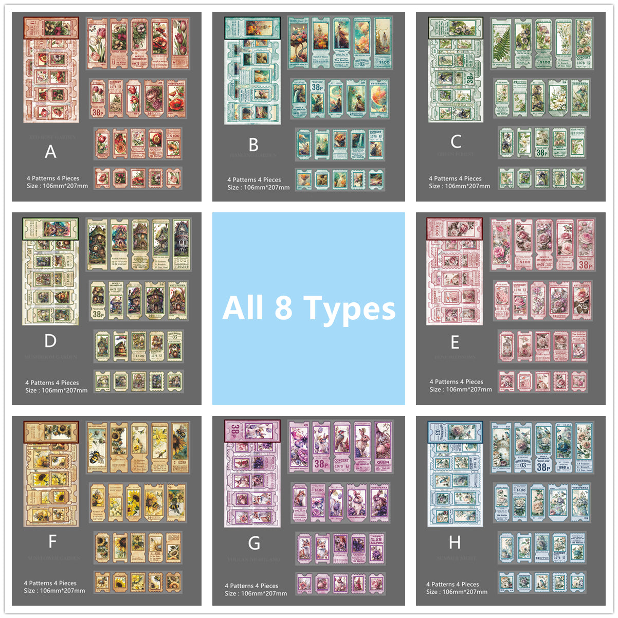 "Garden Fragments" Series Stickers Sheets 8 Types