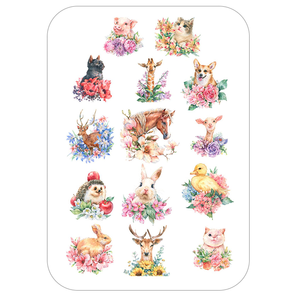 Animal and flower stickers for scrapbook