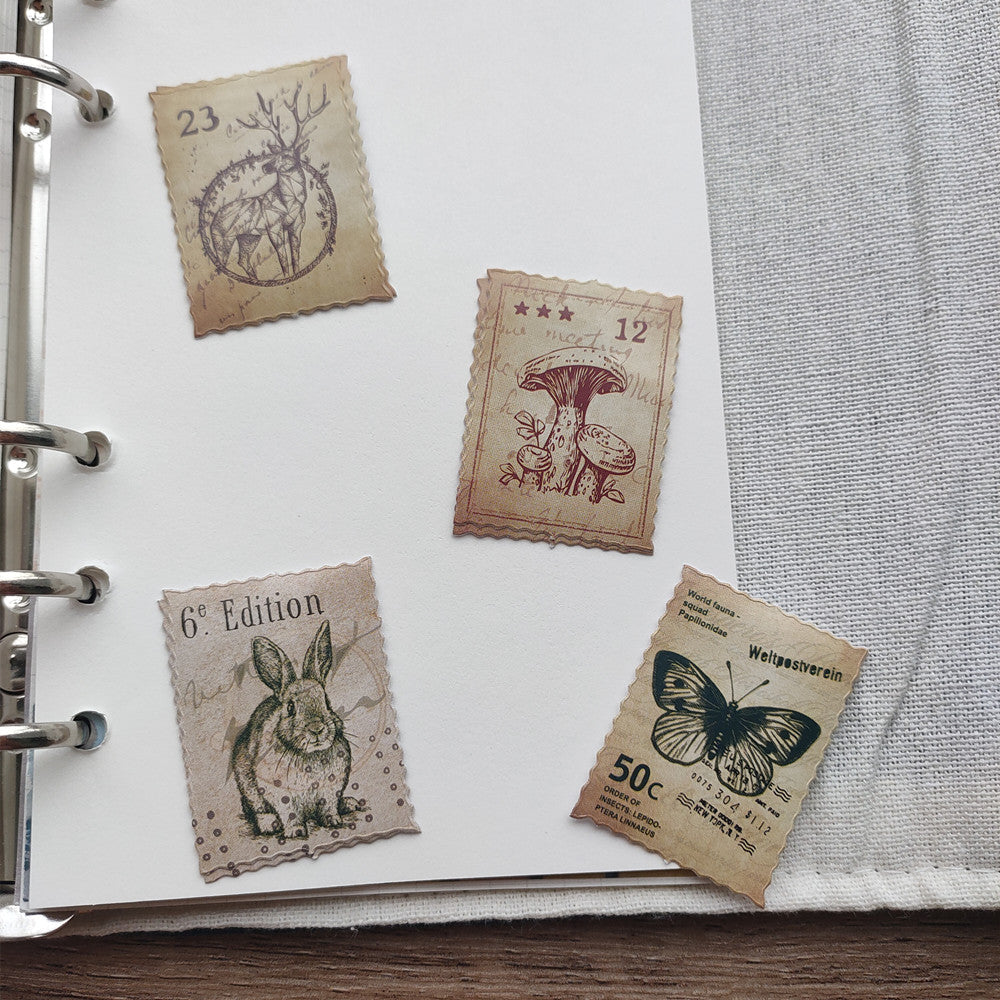 vintage animal stamp stickers