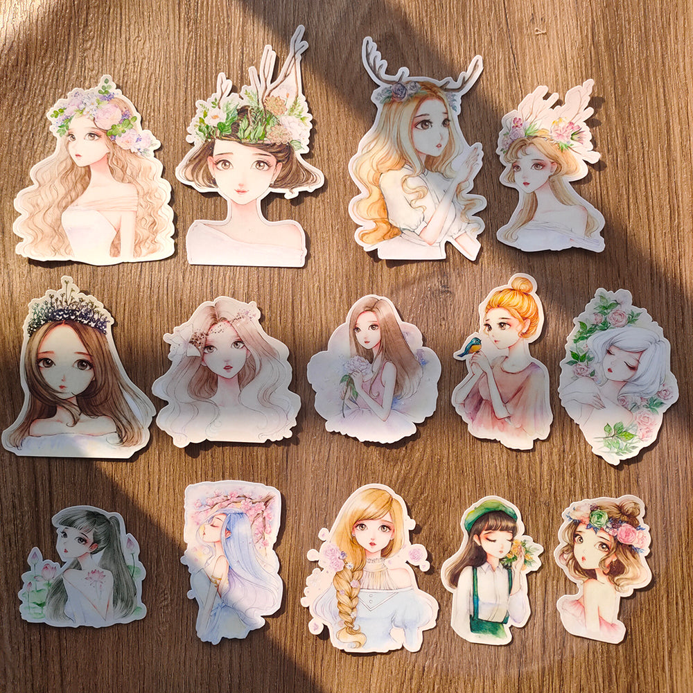 vintage beautiful girl stickers for scrapbook