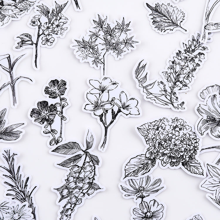 black and white flower stickers