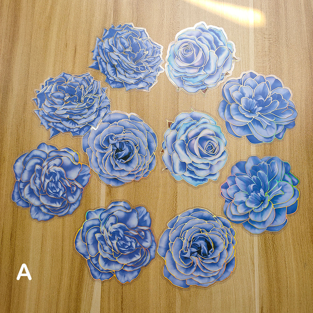 blue aesthetic vintage flower stickers