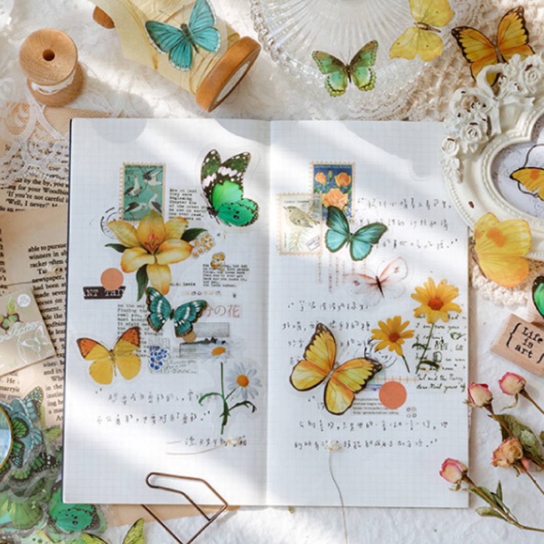art journal with butterfly stickers
