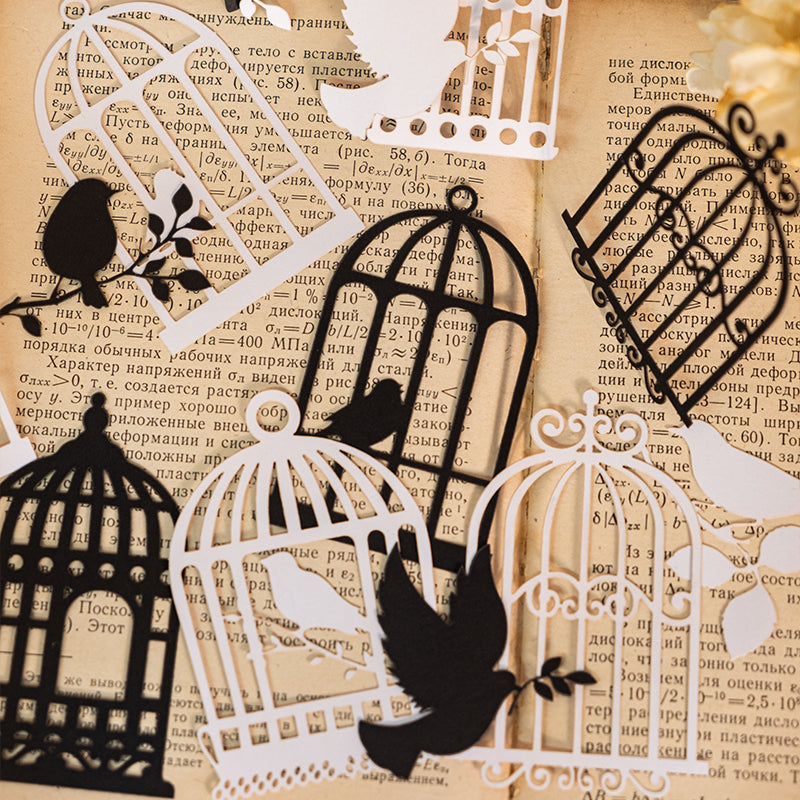 bird and cage die cut scrapbook paper
