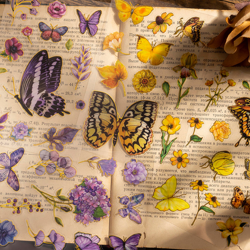 yellow and purple butterfly stickers