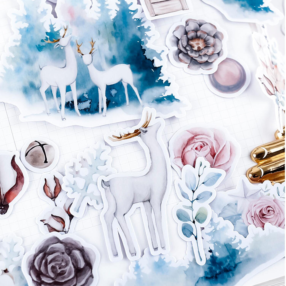 white deer and plant stickers
