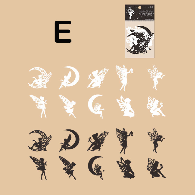 elf and moon die cut papers