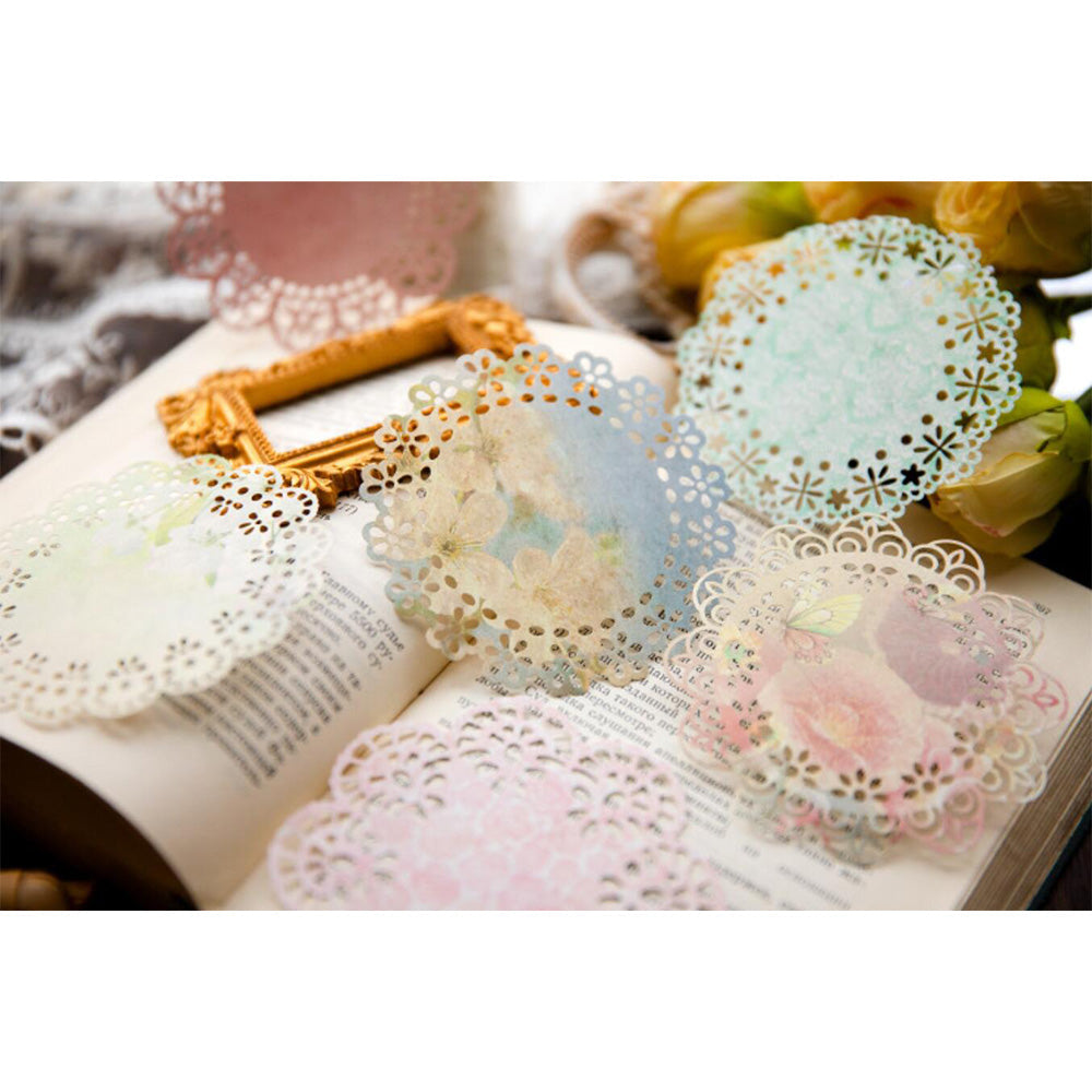 blue flower lace papers