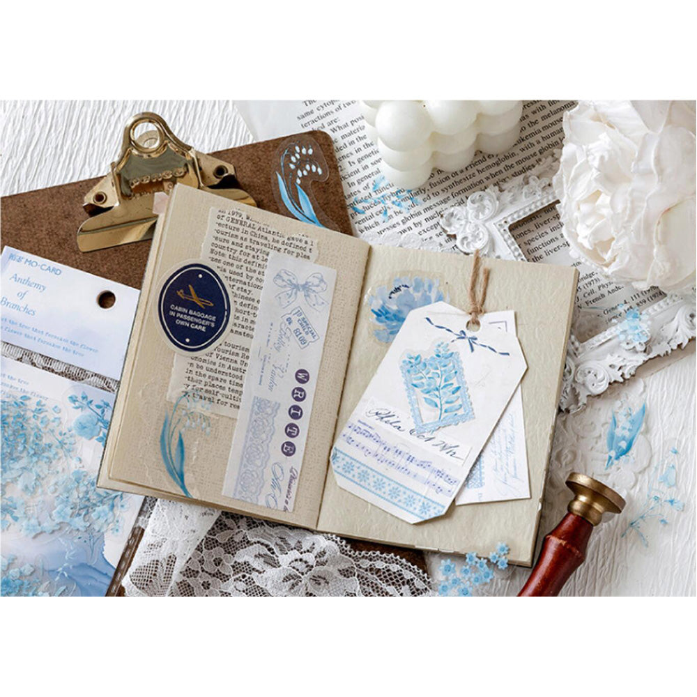 blue plant stickers for art journal