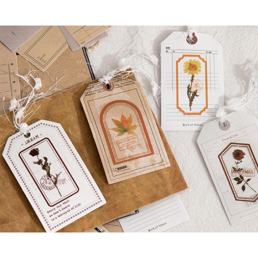 tag stickers with flower