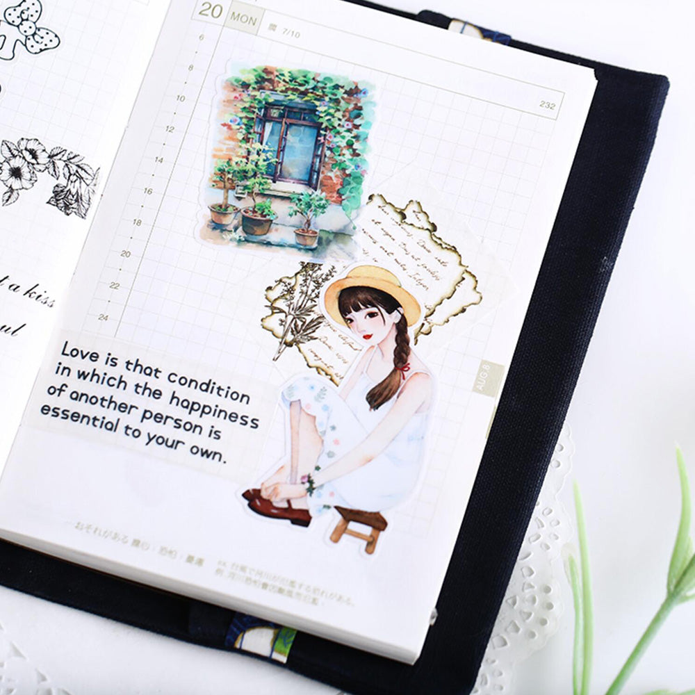 girl with white dress sticker for scrapbooking