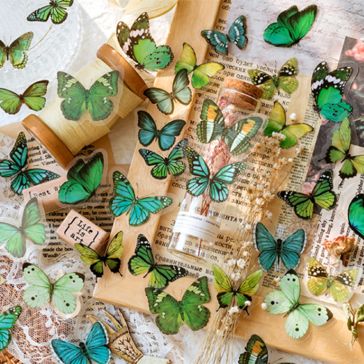 green butterfly sticker