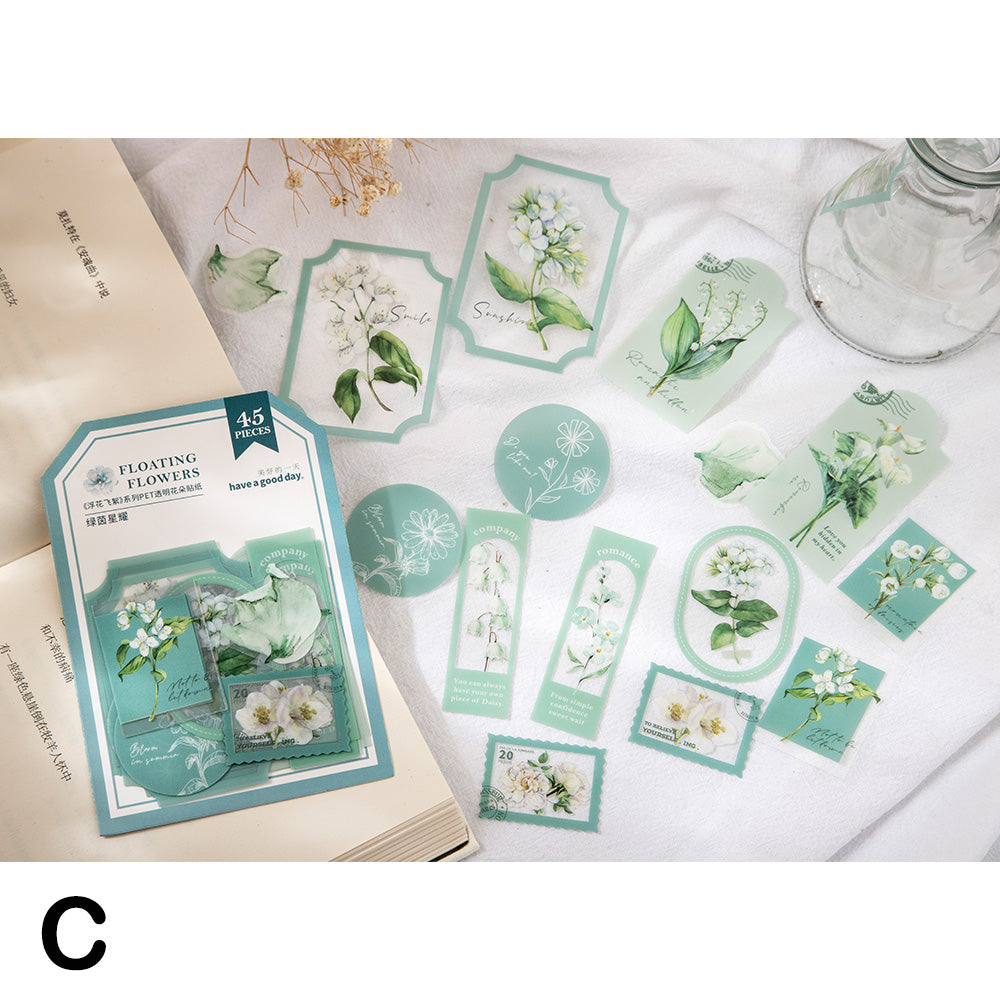 green-flower-stickers