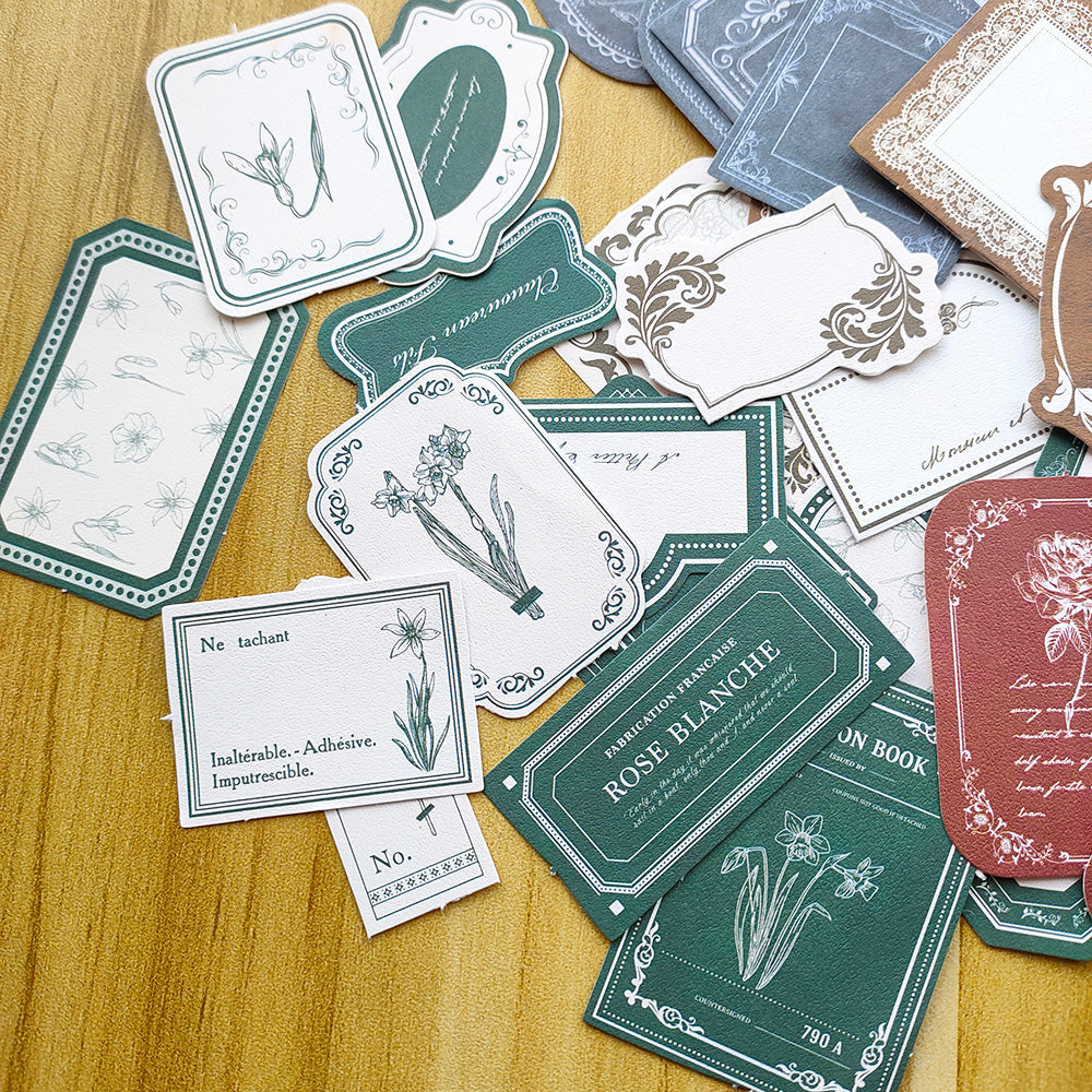 vintage green label stickers