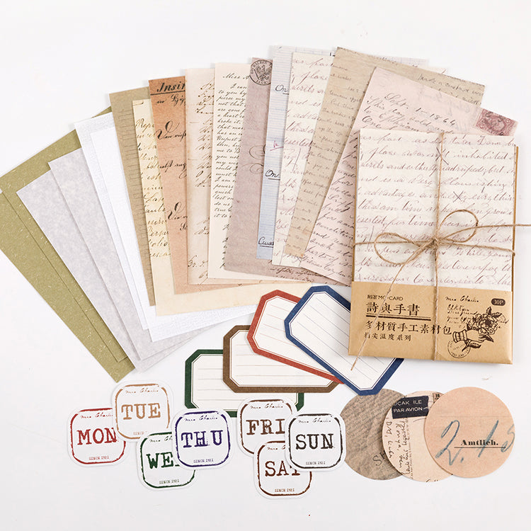 manuscript scrapbook paper and week day paper