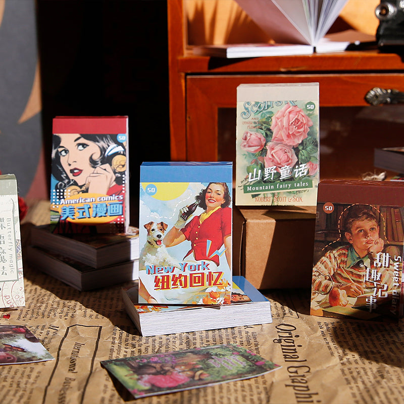 Vintage Mini Sticker Book 50PCS