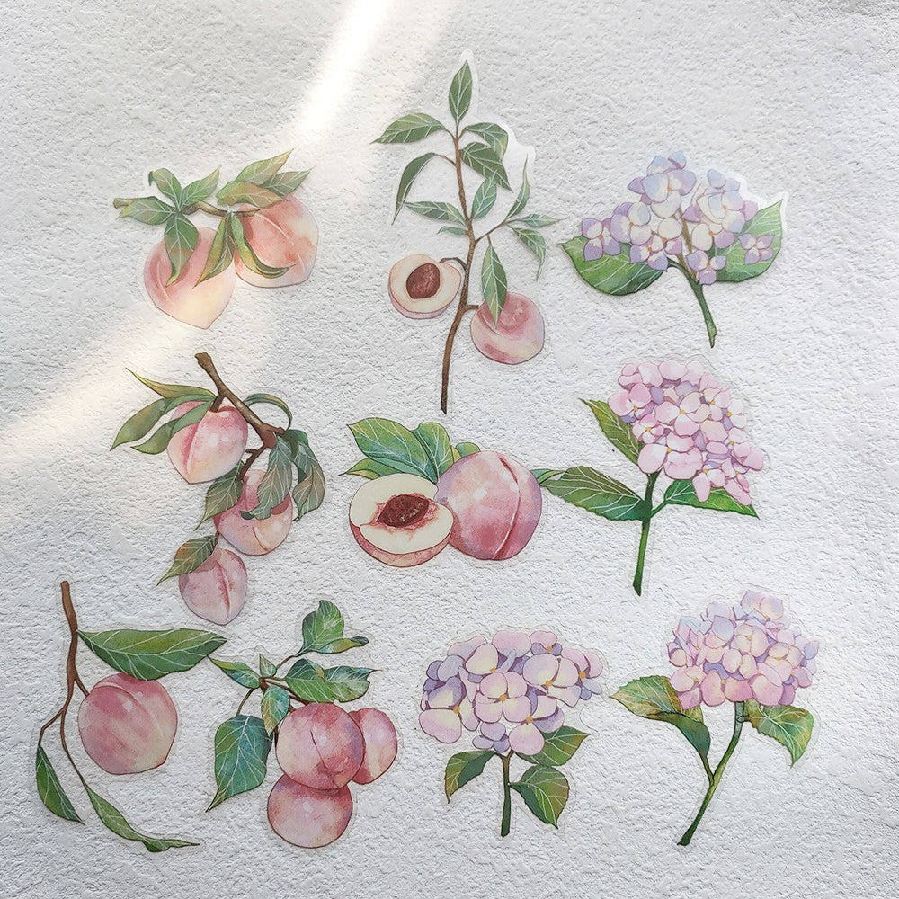 peach and pink flowers stickers.