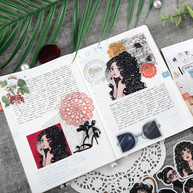 girl sticker for art journal