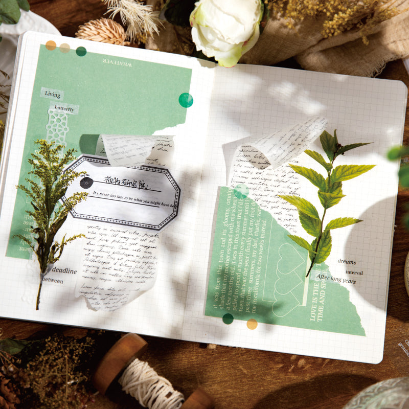 green plant stickers for junk journal