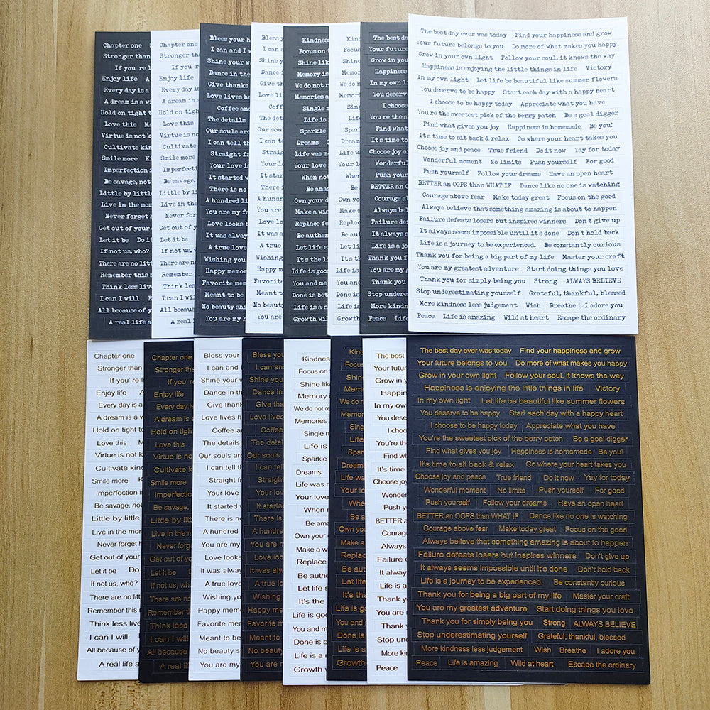 Aufkleber mit Phrasen im Vintage-Stil