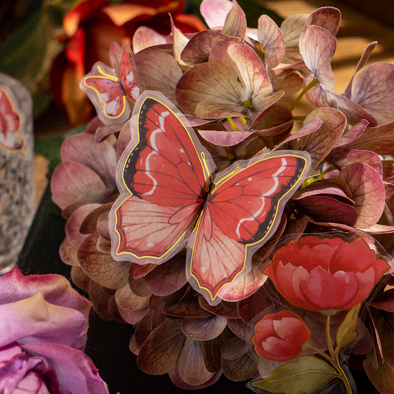 red butterfly and flower stickers