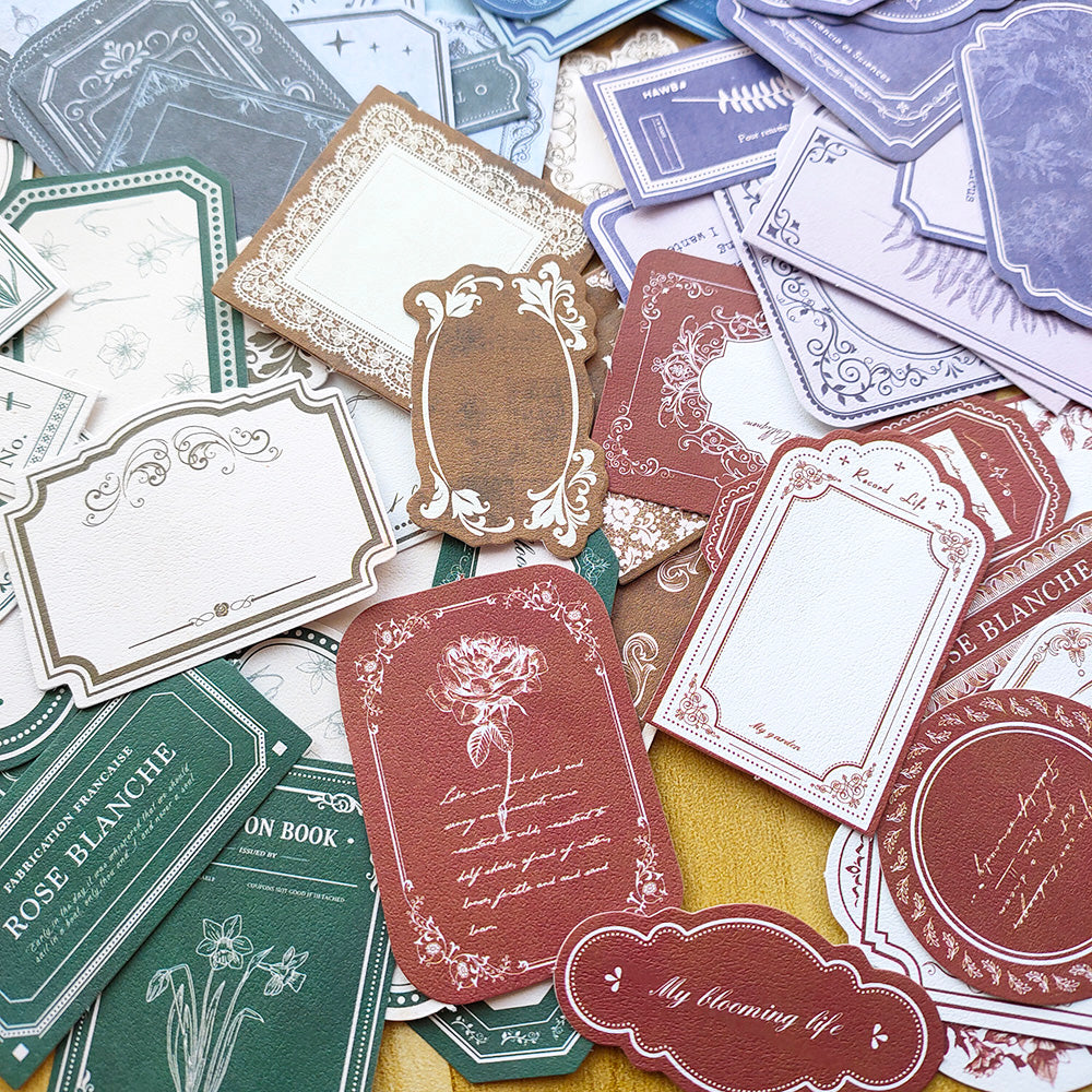 vintage flower label stickers