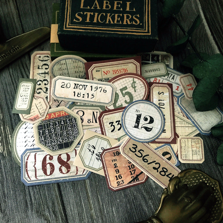 vintage numbers label stickers
