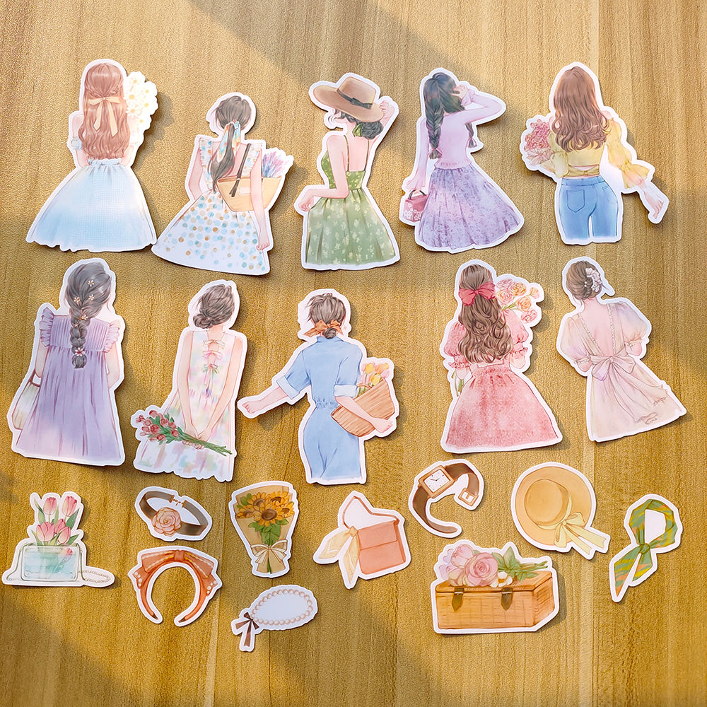 girl back stickers for scrapbooking
