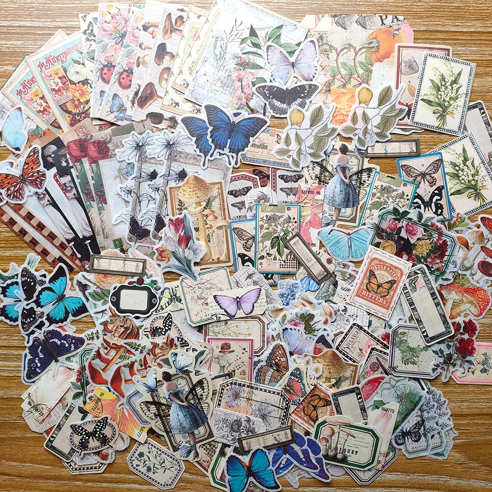 butterfly and plant sticker pack for scrapbooking
