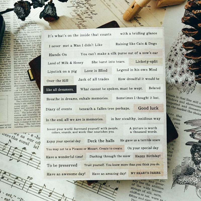 English short sentence stickers for junk journal