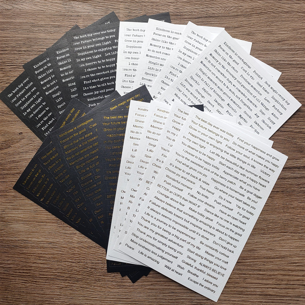 Aufkleber mit Phrasen im Vintage-Stil