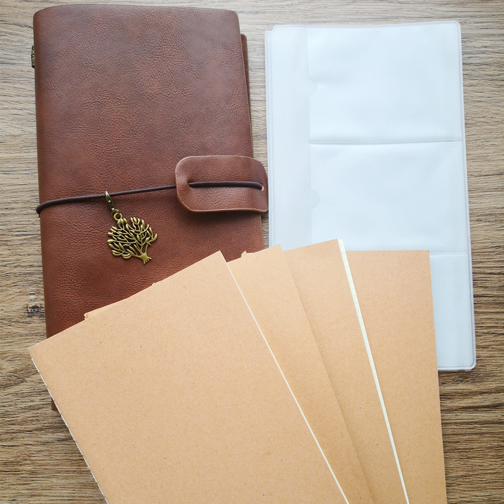 PU leather cover, 4 fillers and 1 PVC pocket