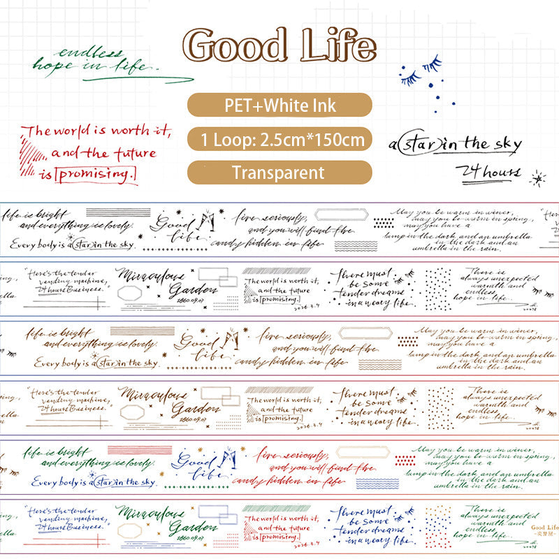 transparent vintage words and sentence washi tape for scrapbook journal 