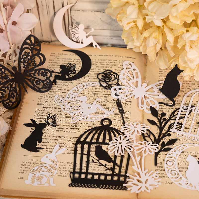 black window and cat die cut scrapbook paper