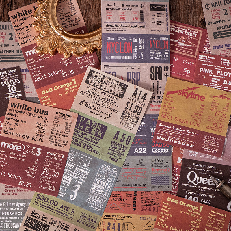 retro color ticket theme scrapbook papers
