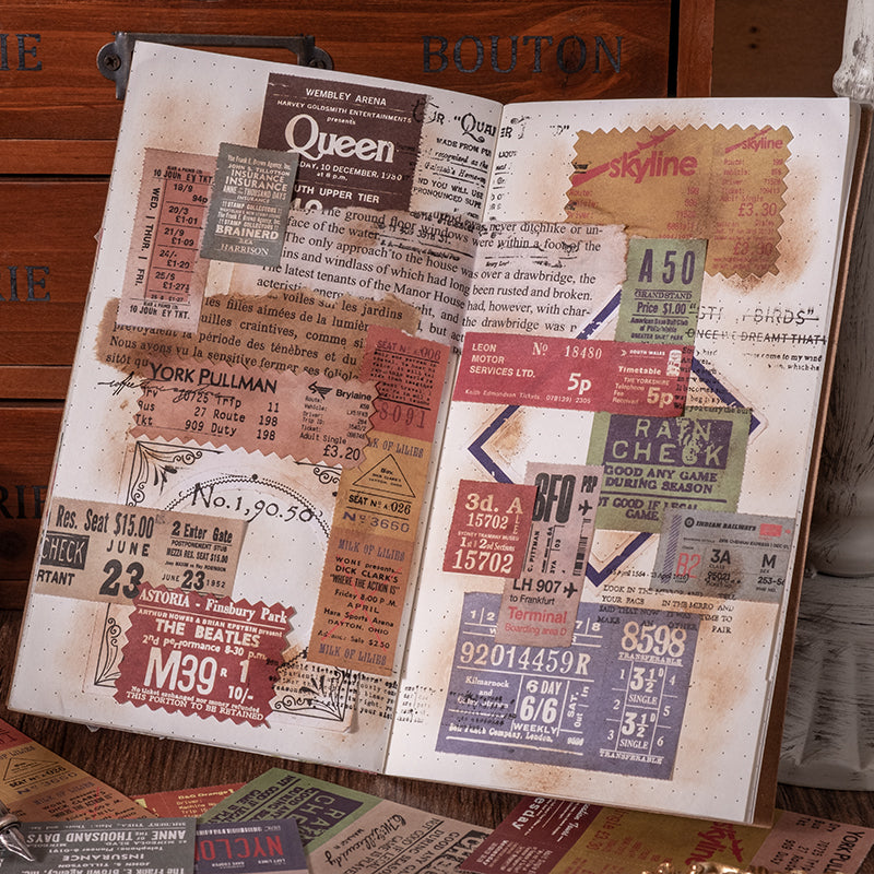vintage ticket theme paper for scrapbooking