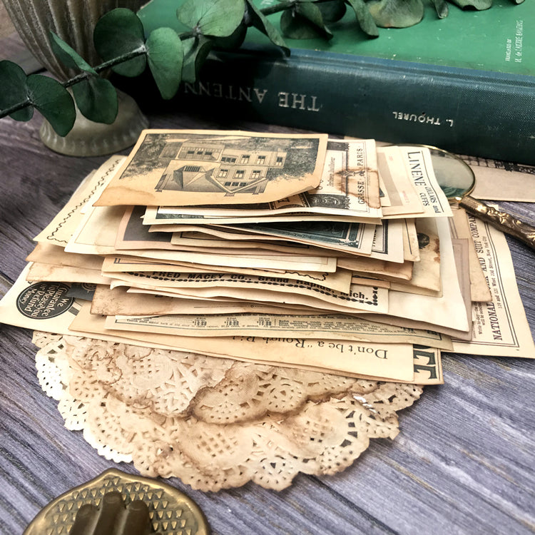 Vintage Coffee Dyed Scrapbook Paper and Lace Doily