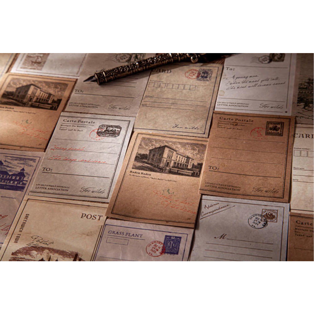 Dekorative Papiere mit Vintage-Postkartenmotiv