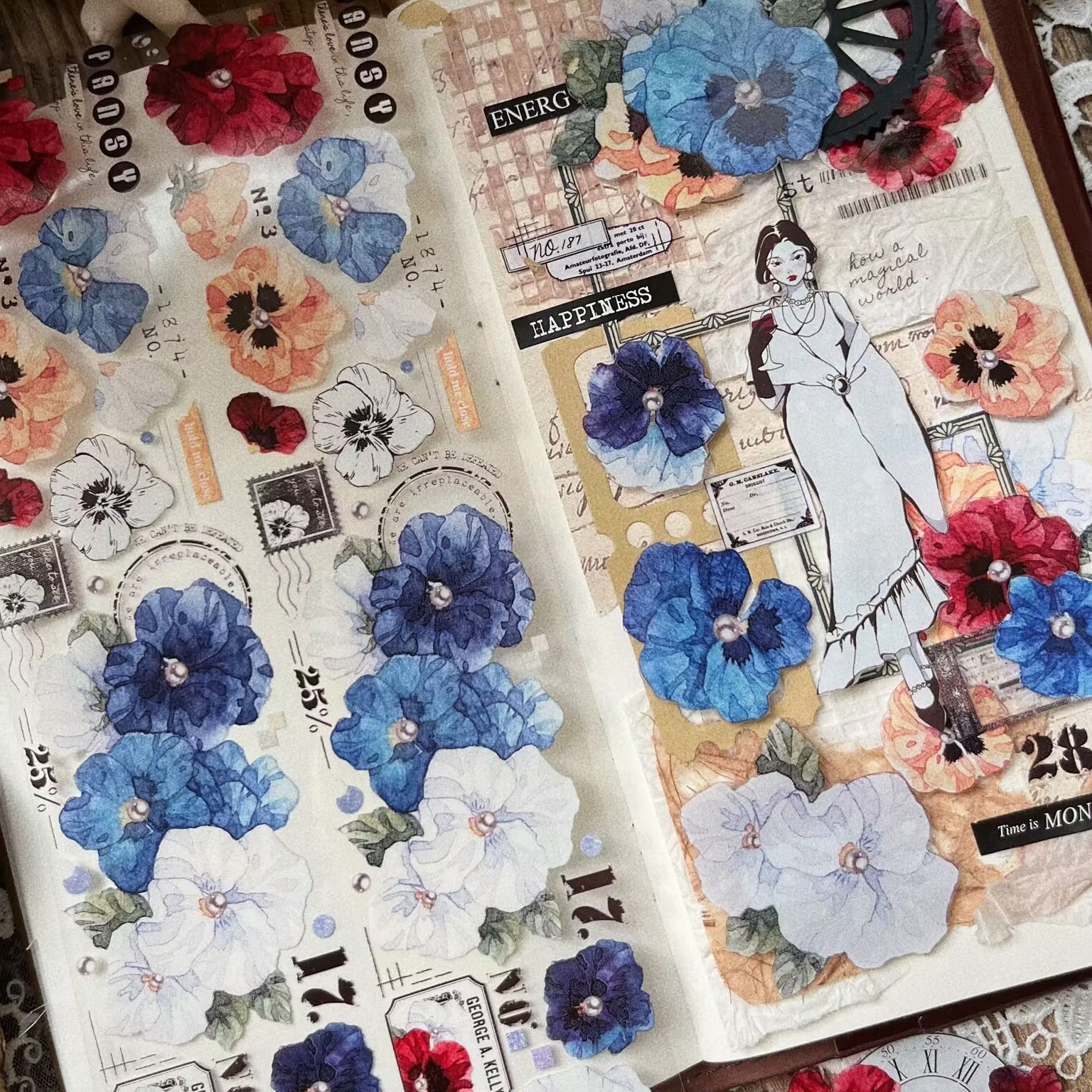 5cm*150cm Vintage Pansy Big Flower