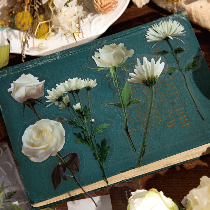 white flower stickers for art journal