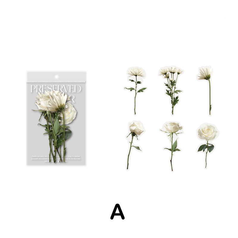 white rose flower stickers
