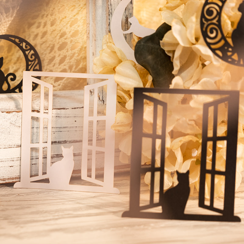 window and cat die cut scrapbook papers