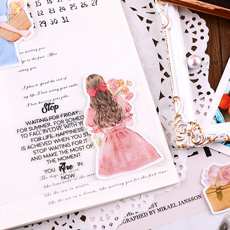 girl back stickers for journaling