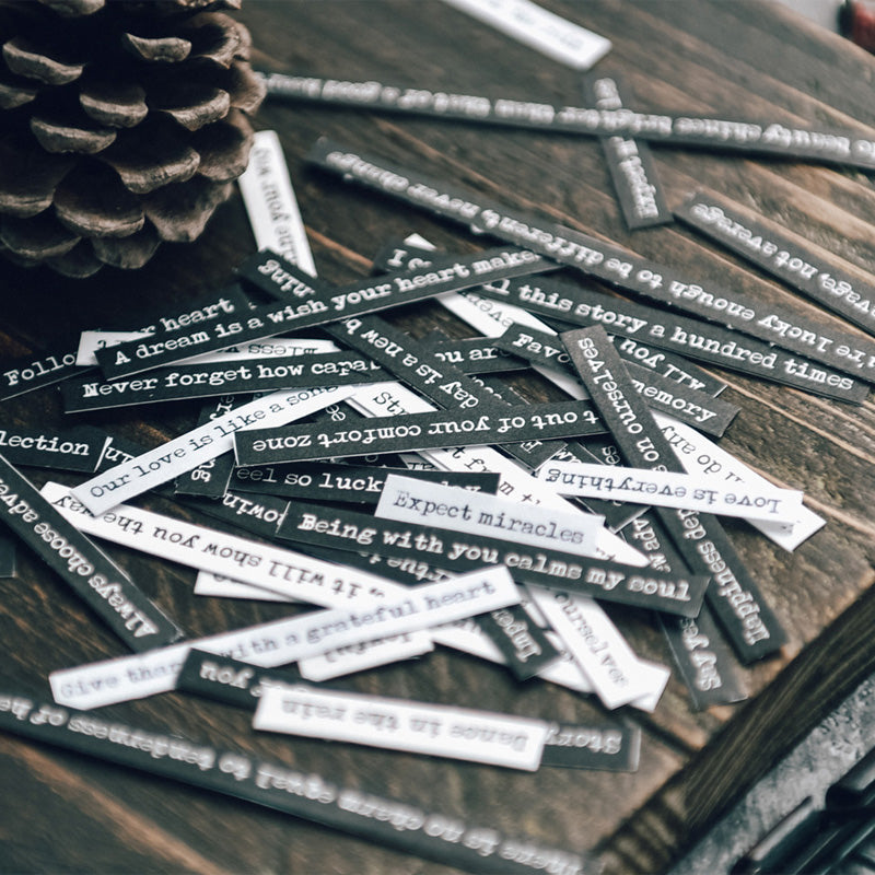 Aufkleber mit Phrasen im Vintage-Stil