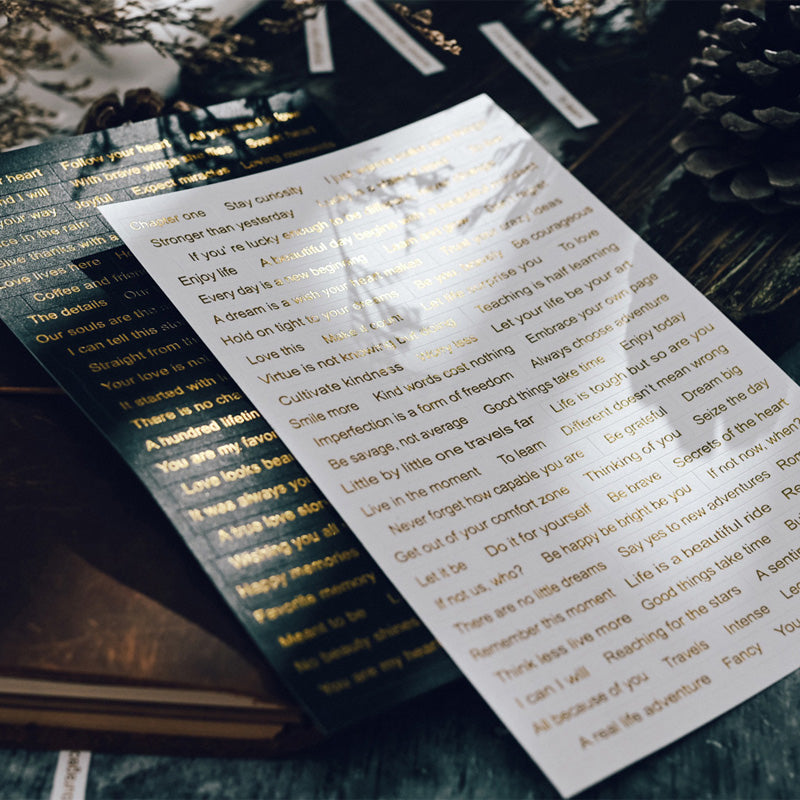 Aufkleber mit Phrasen im Vintage-Stil